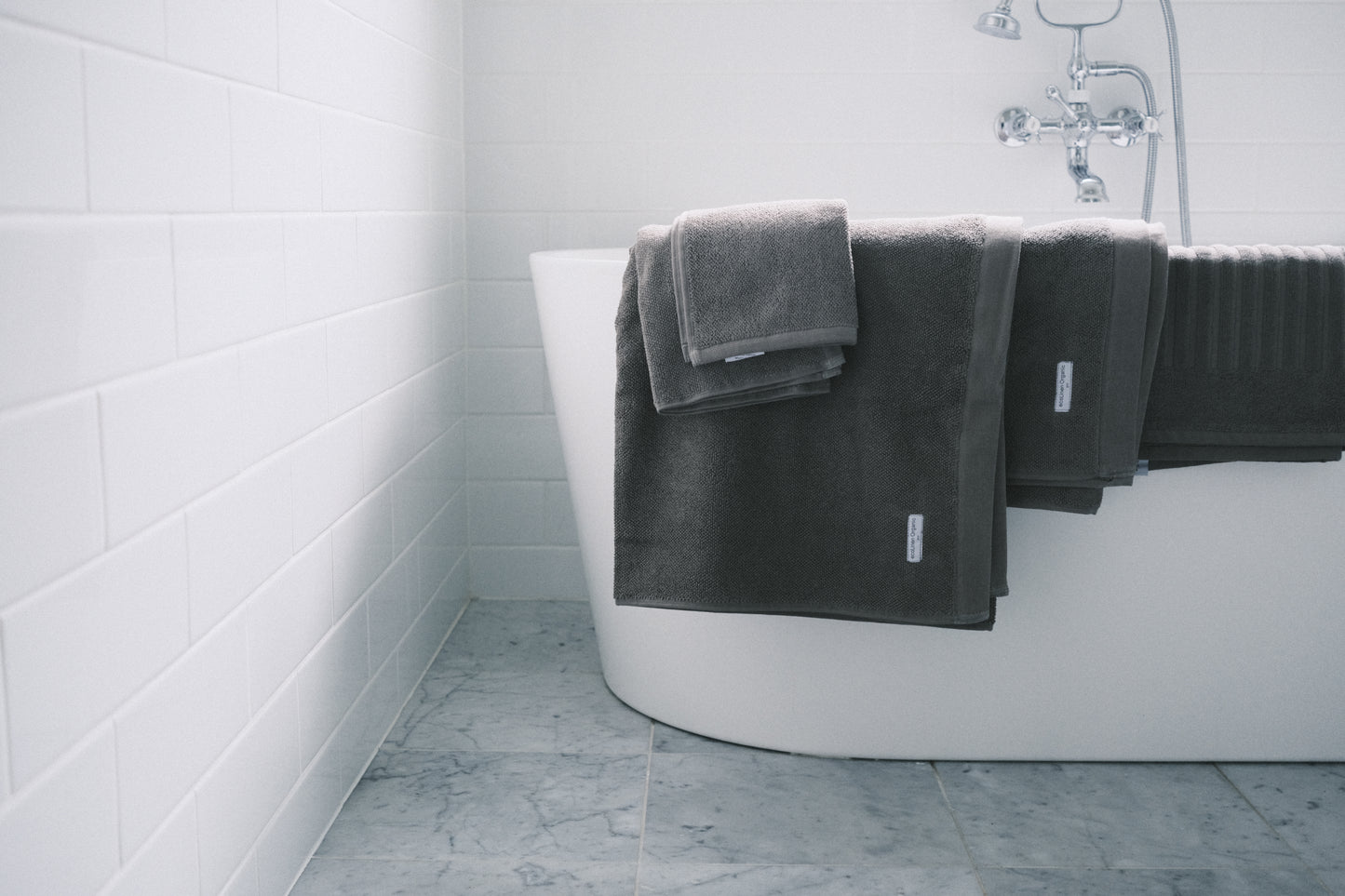 ecoLinen charcoal towel over the bath